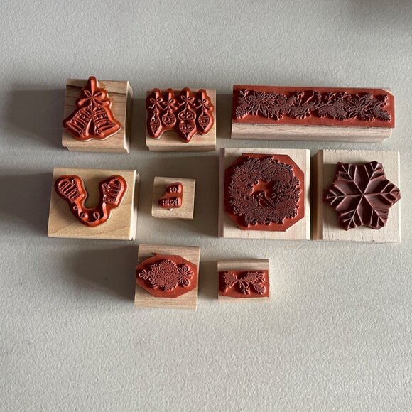 Stampin' Up! Holiday Rubber Stamp Set - Wood Mounted Christmas Designs - Picture 5 of 9